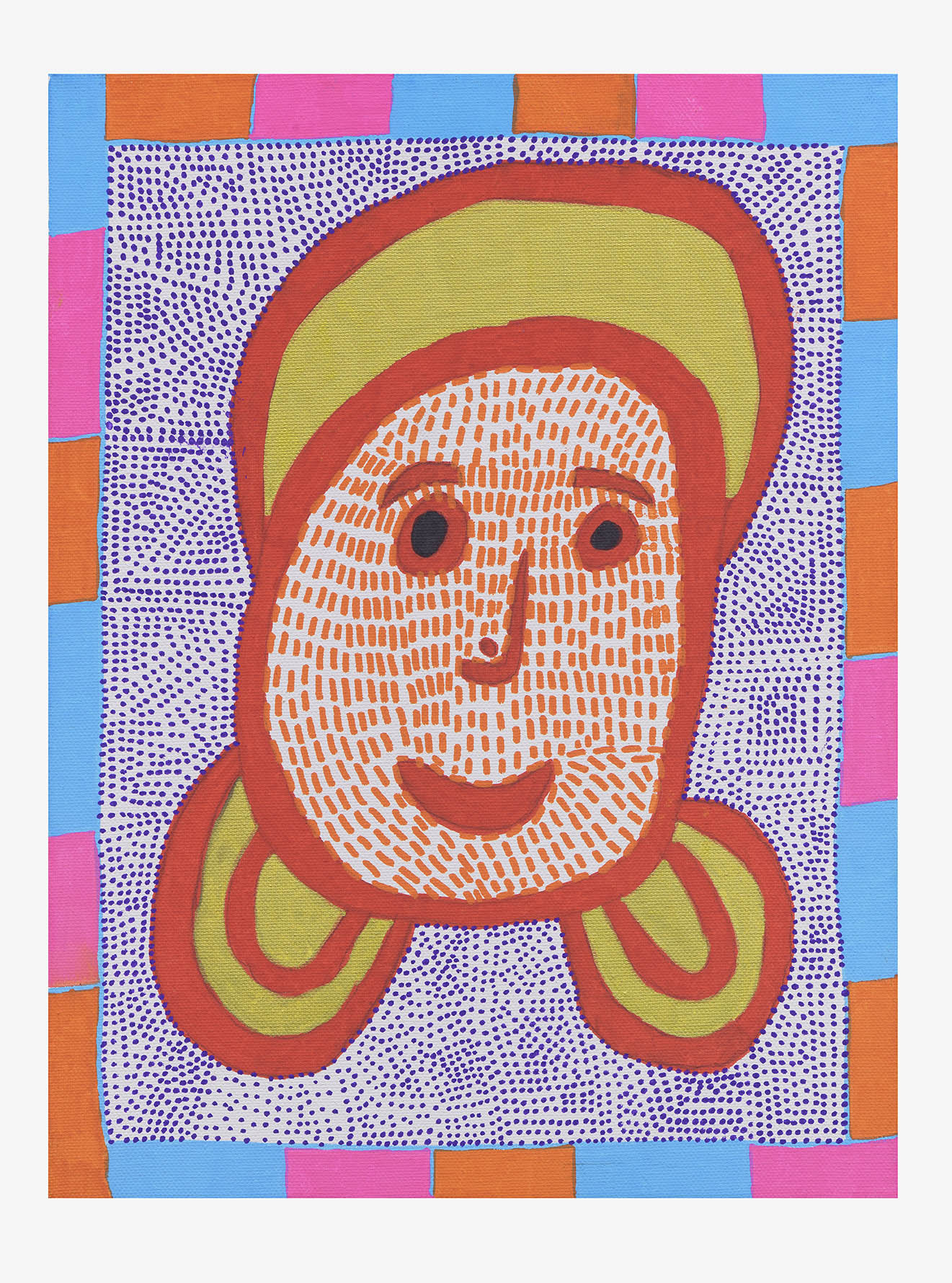 Calm face made from solid strokes and spots